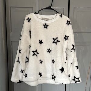LOFT White and Black Star Pattern Sweater
